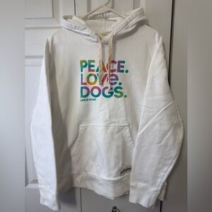 Life is Good, Peace, Love, and Dogs Hoodie.